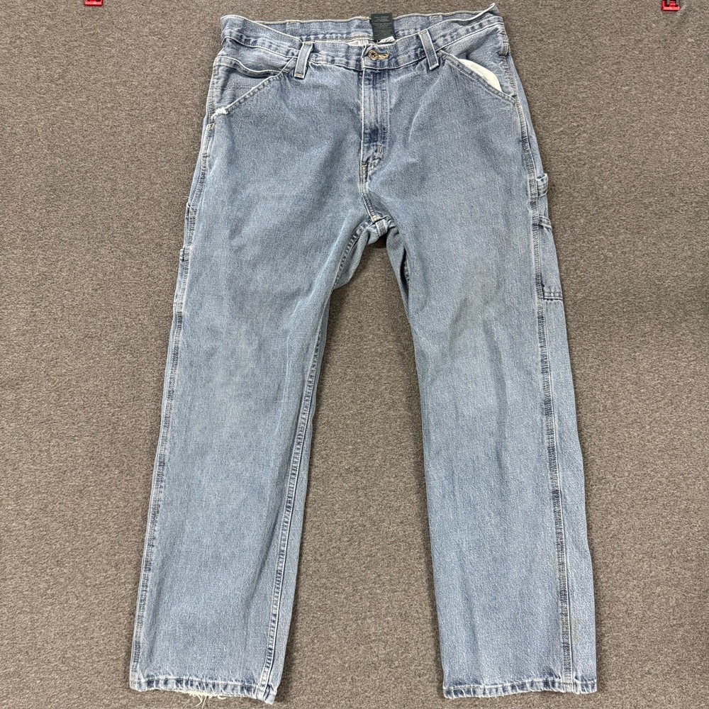 Vintage Faded Glory Carpenter Jeans Mens 36 Blue Good Light Wash Utility Pockets